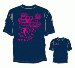 全日本卓球選手権大会〔マスターズの部〕限定Tシャツ〈ネイビー×ピンク〉